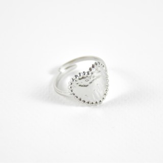 BAGUE COEUR MARTELE ACIER INOXYDABLE SILVER PETIT PRIX