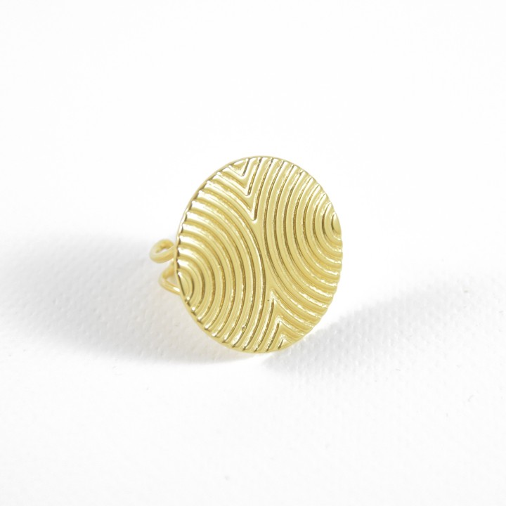 BAGUE RONDE GRAVEE ACIER INOXYDABLE GOLD PETIT PRIX