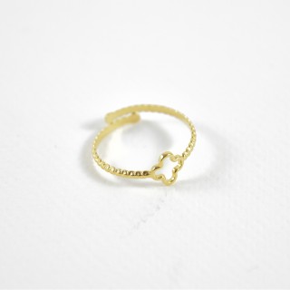 BAGUE CISELE TREFLE ACIER INOXYDABLE GOLD PETIT PRIX