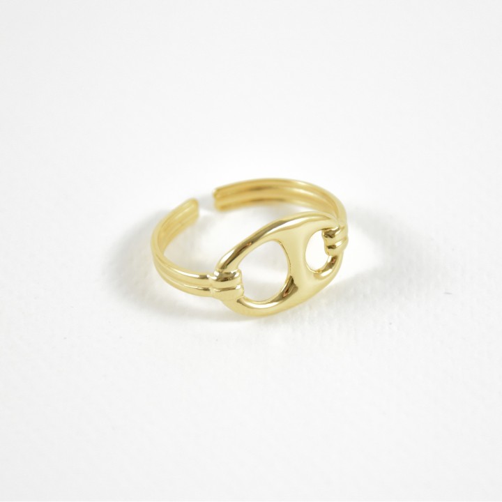 BAGUE OVALE AJOUREE ACIER INOXYDABLE GOLD PETIT PRIX