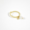 BAGUE PIERRE BLANCHE ETOILE STRASS ACIER INOXYDABLE GOLD PETIT PRIX