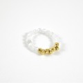 BAGUE PERLES BLANCHES ET GOLD ACIER INOXYDABLE GOLD PETIT PRIX