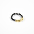 BAGUE PERLES NOIRES ET GOLD ACIER INOXYDABLE GOLD PETIT PRIX