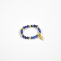 BAGUE LAPIS LAZULI ET CROIX ACIER INOXYDABLE GOLD PETIT PRIX