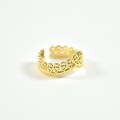 BAGUE COURONNE CISELEE ACIER INOXYDABLE GOLD PETIT PRIX