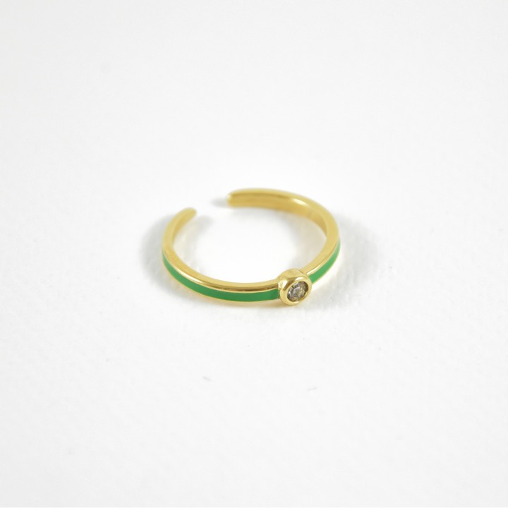 BAGUE ANNEAU VERT STRASS ACIER INOXYDABLE GOLD PETIT PRIX