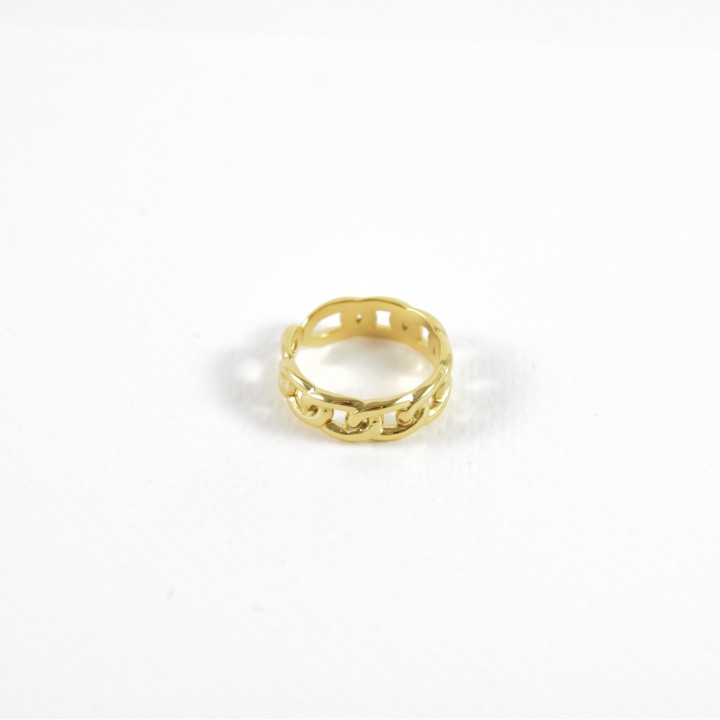 BAGUE ELASTIQUE COEUR ET ETOILE ACIER INOXYDABLE GOLD PETIT PRIX