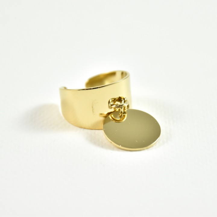 BAGUE ELASTIQUE COEUR ET ETOILE ACIER INOXYDABLE GOLD PETIT PRIX