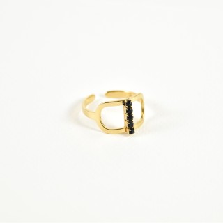 BAGUE ELASTIQUE COEUR ET ETOILE ACIER INOXYDABLE GOLD PETIT PRIX