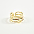 BAGUE ELASTIQUE COEUR ET ETOILE ACIER INOXYDABLE GOLD PETIT PRIX