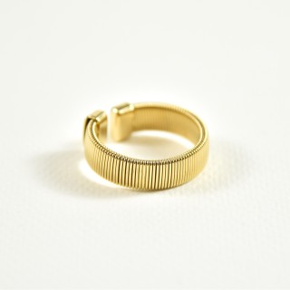 BAGUE ELASTIQUE COEUR ET ETOILE ACIER INOXYDABLE GOLD PETIT PRIX