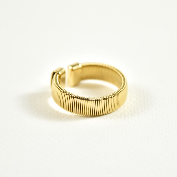 BAGUE ELASTIQUE COEUR ET ETOILE ACIER INOXYDABLE GOLD PETIT PRIX