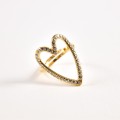 BAGUE COEUR AJOURE STRASS BLANC ACIER INOXYDABLE GOLD PETIT PRIX