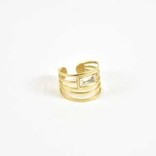 BAGUE ELASTIQUE COEUR ET ETOILE ACIER INOXYDABLE GOLD PETIT PRIX