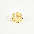 BAGUE PERLES ET STRASS VERTS ACIER INOXYDABLE GOLD PETIT PRIX