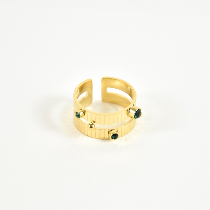 BAGUE ELASTIQUE COEUR ET ETOILE ACIER INOXYDABLE GOLD PETIT PRIX