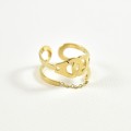 BAGUE ELASTIQUE COEUR ET ETOILE ACIER INOXYDABLE GOLD PETIT PRIX