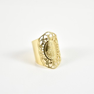 BAGUE XL CISELEE VIERGE ACIER INOXYDABLE GOLD PETIT PRIX