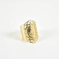 BAGUE XL CISELEE VIERGE ACIER INOXYDABLE GOLD PETIT PRIX