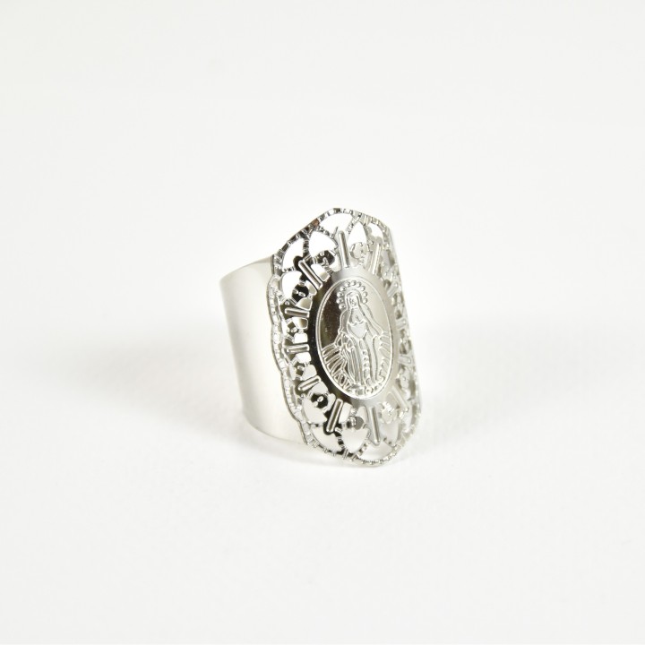 BAGUE XL CISELEE VIERGE ACIER INOXYDABLE SILVER PETIT PRIX