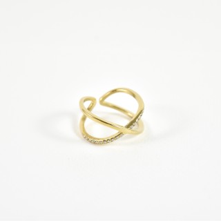 BAGUE ELASTIQUE COEUR ET ETOILE ACIER INOXYDABLE GOLD PETIT PRIX