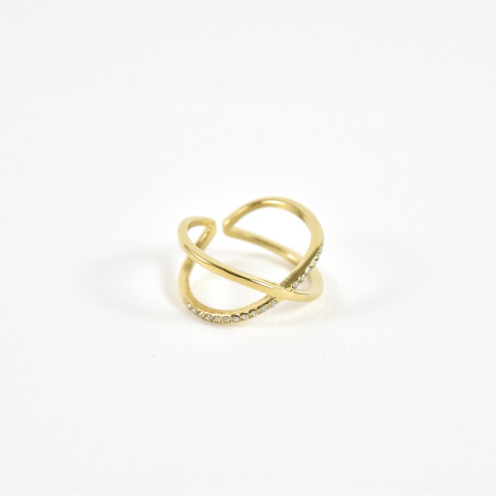 BAGUE ELASTIQUE COEUR ET ETOILE ACIER INOXYDABLE GOLD PETIT PRIX