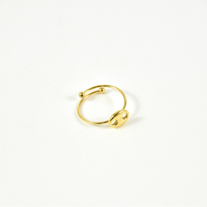 BAGUE GRAIN DE CAFE ACIER INOXYDABLE GOLD PETIT PRIX