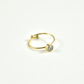 BAGUE ELASTIQUE COEUR ET ETOILE ACIER INOXYDABLE GOLD PETIT PRIX