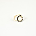 BAGUE RONDE PERLES NOIRES ACIER INOXYDABLE GOLD PETIT PRIX