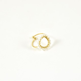 BAGUE RONDE PERLES NACRE ACIER INOXYDABLE GOLD PETIT PRIX