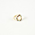 BAGUE RONDE PERLES MULTICOLORES ACIER INOXYDABLE GOLD PETIT PRIX