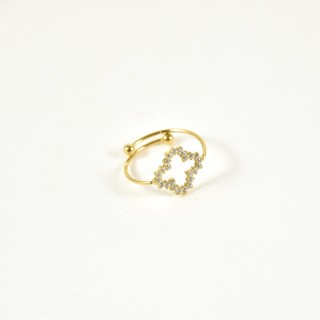 BAGUE TREFLE STRASS ACIER INOXYDABLE GOLD PETIT PRIX