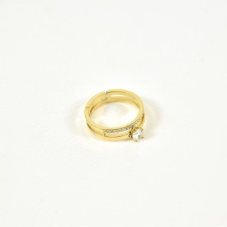 BAGUE ELASTIQUE COEUR ET ETOILE ACIER INOXYDABLE GOLD PETIT PRIX