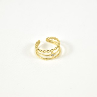 BAGUE ELASTIQUE COEUR ET ETOILE ACIER INOXYDABLE GOLD PETIT PRIX