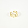 BAGUE ELASTIQUE COEUR ET ETOILE ACIER INOXYDABLE GOLD PETIT PRIX