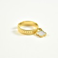 BAGUE ELASTIQUE COEUR ET ETOILE ACIER INOXYDABLE GOLD PETIT PRIX