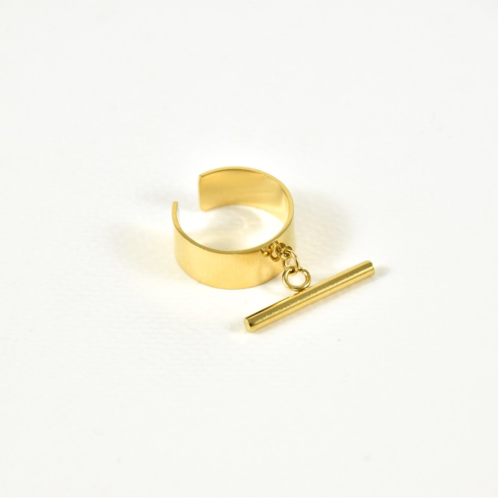 BAGUE ELASTIQUE COEUR ET ETOILE ACIER INOXYDABLE GOLD PETIT PRIX