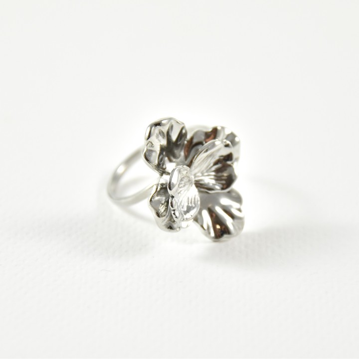 BAGUE FLEUR GRAVEE ACIER INOXYDABLE SILVER PETIT PRIX