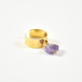 BAGUE ANNEAU LISSE TREFLE VIOLET ACIER INOXYDABLE GOLD PETIT PRIX