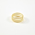 BAGUE TRIPLE ANNEAUX PERLES ACIER INOXYDABLE GOLD PETIT PRIX