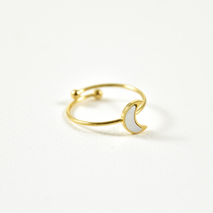 BAGUE LUNE NACRE ACIER INOXYDABLE GOLD PETIT PRIX