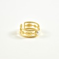 BAGUE ELASTIQUE COEUR ET ETOILE ACIER INOXYDABLE GOLD PETIT PRIX