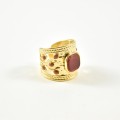 BAGUE ELASTIQUE COEUR ET ETOILE ACIER INOXYDABLE GOLD PETIT PRIX