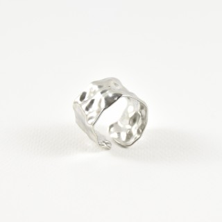 BAGUE LARGE MARTELEE ACIER INOXYDABLE SILVER PETIT PRIX