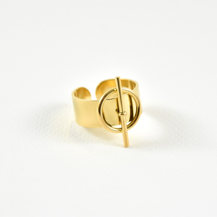 BAGUE GEOMETRIQUE ACIER INOXYDABLE GOLD PETIT PRIX