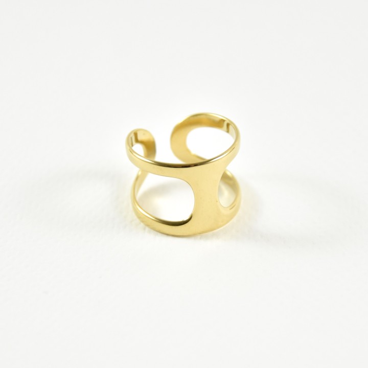 BAGUE ELASTIQUE COEUR ET ETOILE ACIER INOXYDABLE GOLD PETIT PRIX