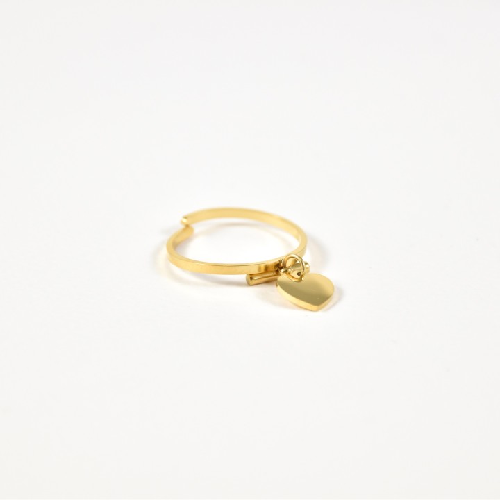 BAGUE COEUR ET TIGE ACIER INOXYDABLE GOLD PETIT PRIX