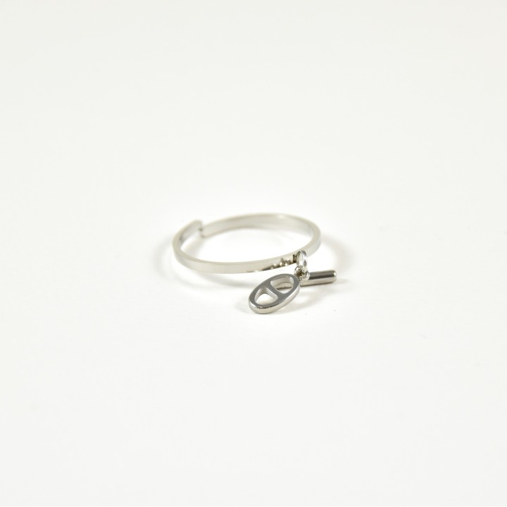 BAGUE OVALE ET TIGE ACIER INOXYDABLE SILVER PETIT PRIX