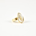 BAGUE BLANCHE LOSANGE ET ETOILE ACIER INOXYDABLE GOLD PETIT PRIX