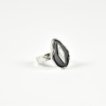 BAGUE NOIRE LOSANGE ET ETOILE ACIER INOXYDABLE SILVER PETIT PRIX